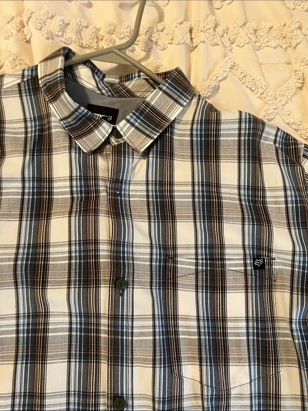 Fox Men’s Plaid Button-Down Shirt - Blue, Brown, White